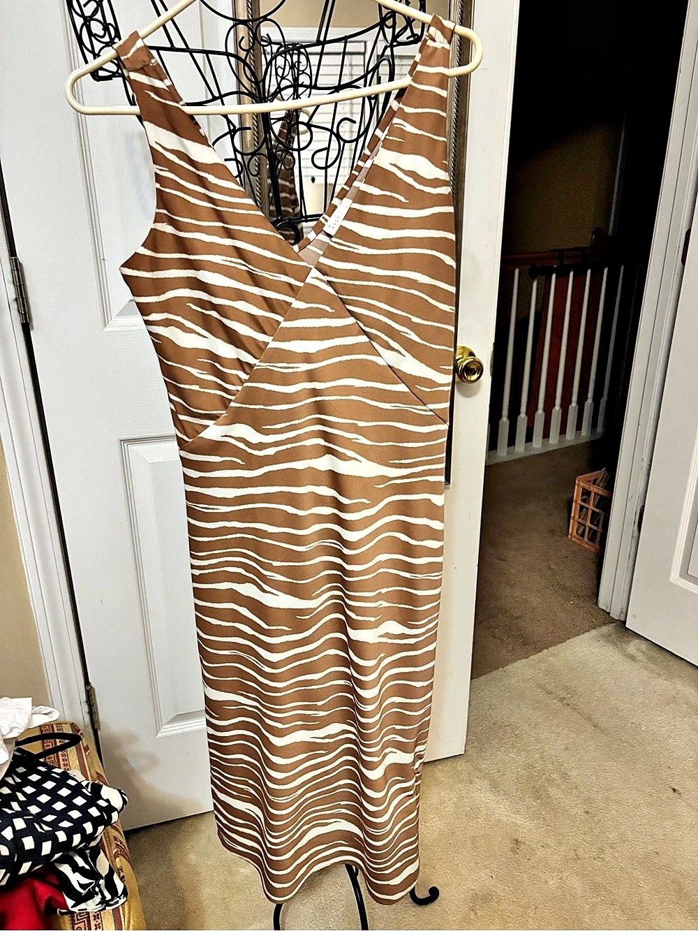 Zara Animal Print Maxi Dress in Brown & White Size Medium